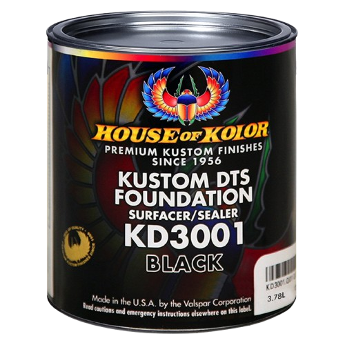 House of Kolor KD3001 Black Kustom DTS Foundation Surface Sealer automotive primer sealer for improved paint adhesion and enhanced color depth.